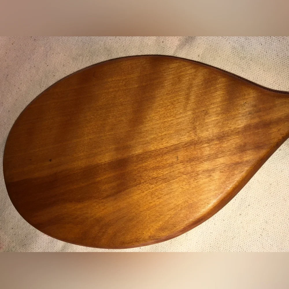 Wooden Oval Long Handled Hand Mirror 15.75” Long-Handcrafted/vintage 1980s